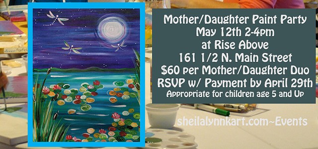 Mother's Day Activities, Mother Daughter Paint Party, Wellsville NY, Rise Above Holistic Wellness Center