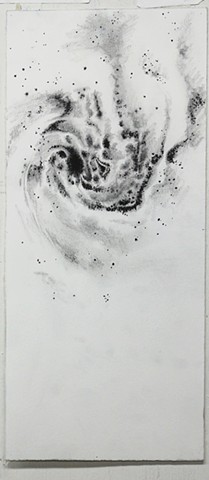  miniature galaxy drawing with charcoal and ink