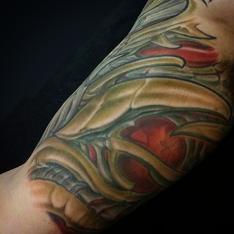Biomechanical half sleeve tattoo