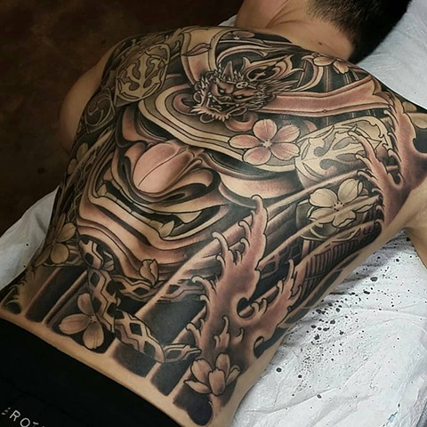 Samurai Japanese backpiece tattoo