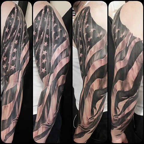 American flag sleeve tattoo Chris walkin lake Charles louisiana
