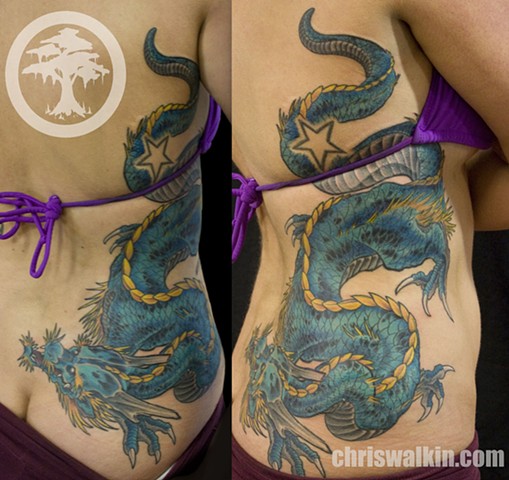 Japanese Dragon ribs  Tattoo done at Iron Cypress in Lake Charles Louisiana