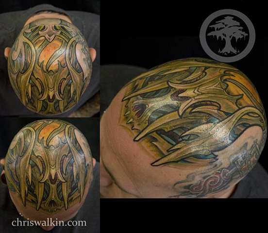 Biomechanical head  Tattoo done at Iron Cypress in Lake Charles Louisiana
