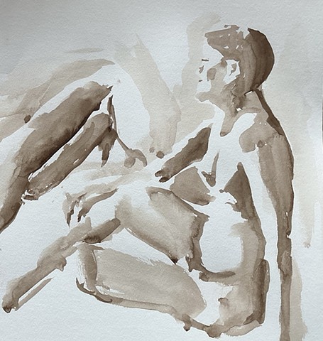 Using an ink brush at figure drawing