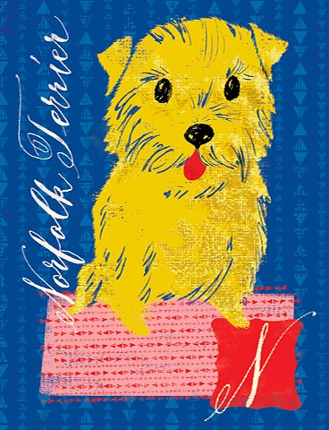 norfolk terrier dog alphabet digital