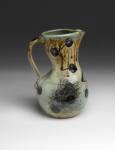 Altered Pitcher with decals, glazes