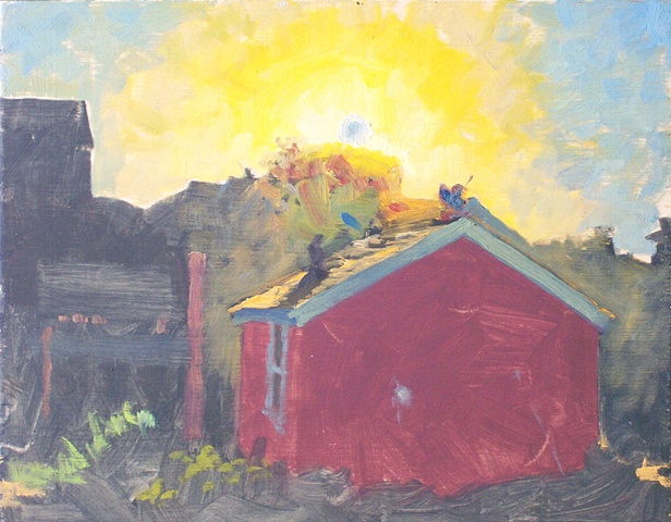 red house sunrise study