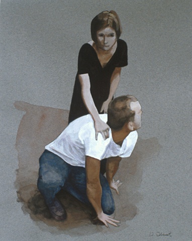 Woman Standing Over Man