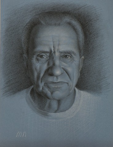 Artist Maryna Nemynushcha, charcoal portrait, classical realism. 