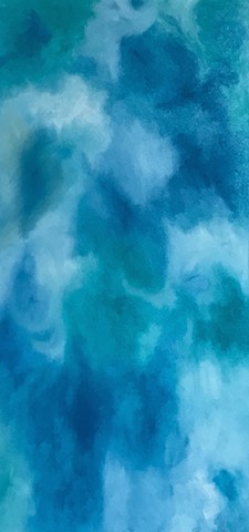 Abstract Aqua Oblong Painting 