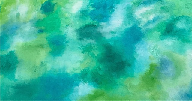 Abstract Green Oblong Painting 