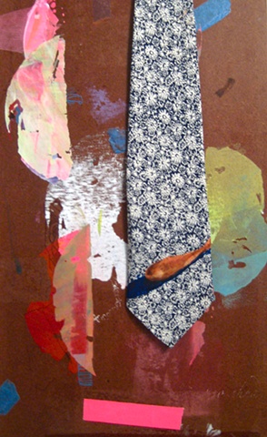 Vintage neck tie, hand printed, hand painted, original design