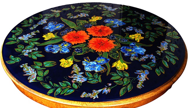 Floral Glass Table Top 