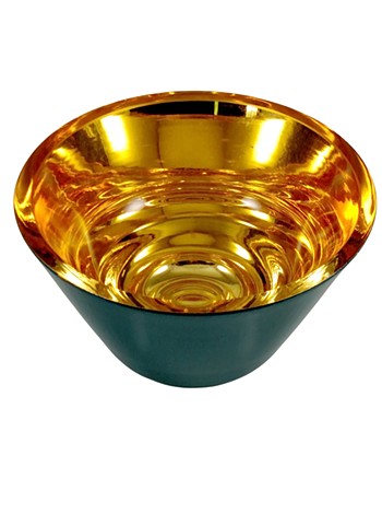 verre eglomise bowl, home decor, blue green gold bowl, hand gilded, 23 karat gold leaf on glass, reverse painted glass, gilded glass bowl, janmaitland.com