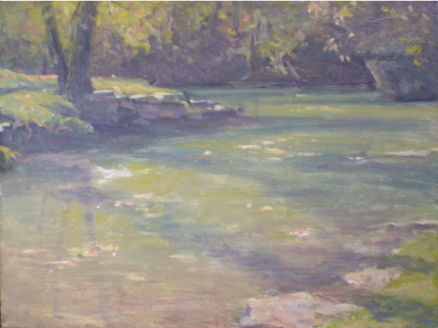plein air painting of Dogwood Canyon in southwest Missouri