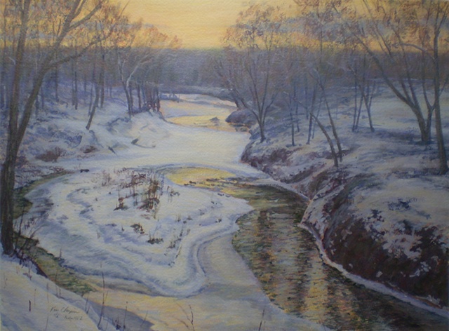 Impressionist Winter Landscape Painting Missouri