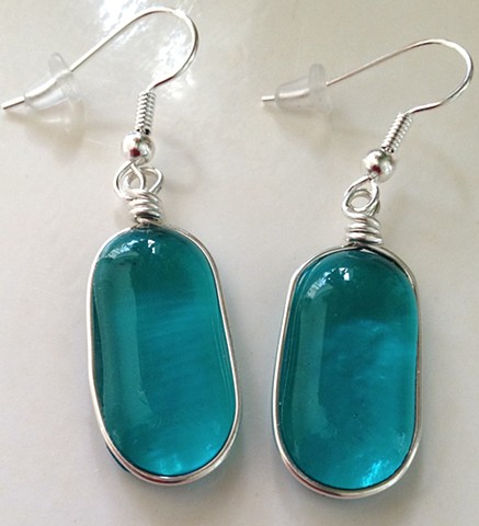 Aqua "Jelly Bean" earrings