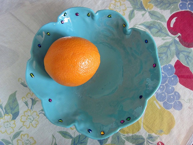 Flower Bowl in Robins Egg Blue...yum
Details:
Measures about 8" wide and 3" deep.
$48.00