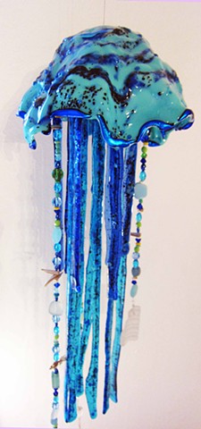 Blue Jellyfish...details:about 2' long x 9" wide