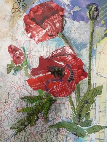 red poppies rendered in paper collage