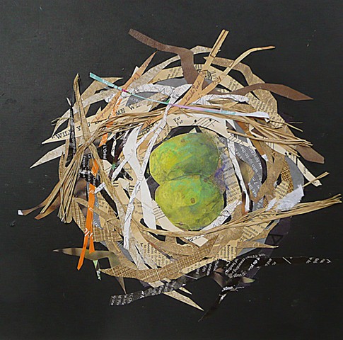 collage of a nest of a Swain's Thrush