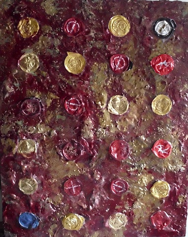 paint and recycled metal wrappers