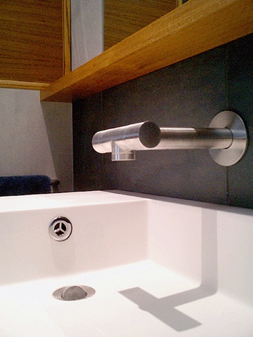 modern minimalist  bathroom, Boffi sink, Lefroy Brooks XO faucet, by Doug Stiles Interior Design