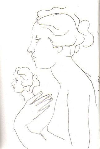 after classical sculpture -page from sketchbook