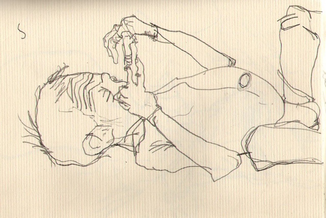 drawing of a baby after a drawing by Egon Shiele by Rodney Artiles