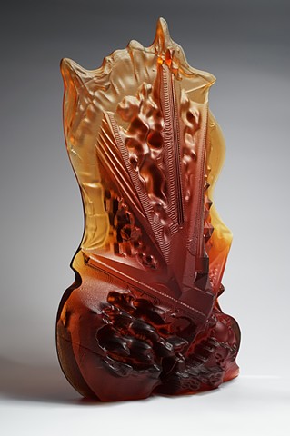 Art glass casting, using CNC, 3d modeling and the lost waxes process. Contemporary glass art, handmade and crafted in the Czech Republic. By sculptor, glass artist, and painter Philip Frank.