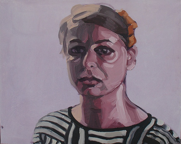 self portrait, orange ribbon hairpin 