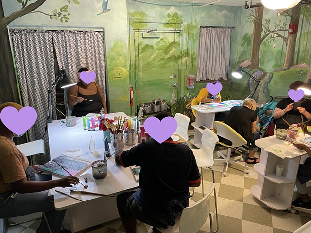 Studio View of residents making art