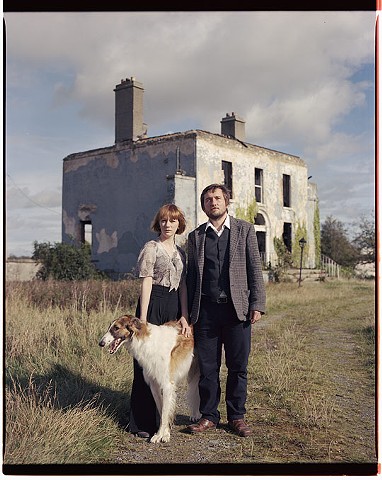 Portrait of a couple with borzoi, Themed to 1920s Russian recession period