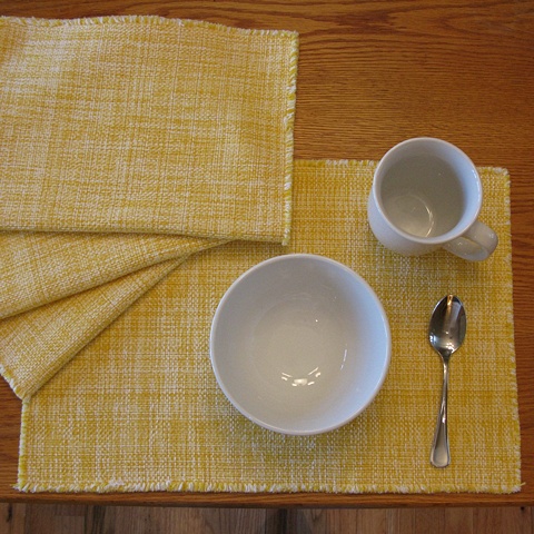 handwoven cotton placemats, handwoven by Kathie Roig