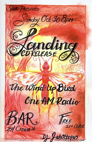 Laura Usowski, Art, Music, Fliers, Landing, The Wind Up Bird, One AM Radio Shaki Presents, Bar New Haven Ct