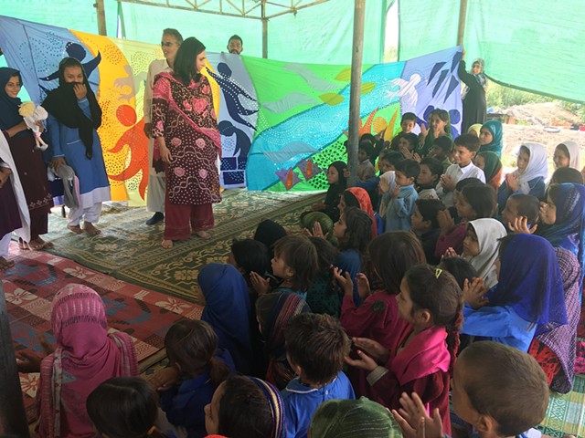 Sharing ' Mural of Love' in Pehli Kiran school at F 11 shanty town in Islamabad
