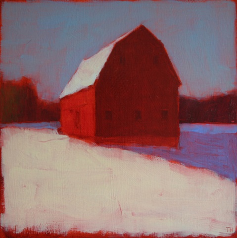 Wintery Red Barn
