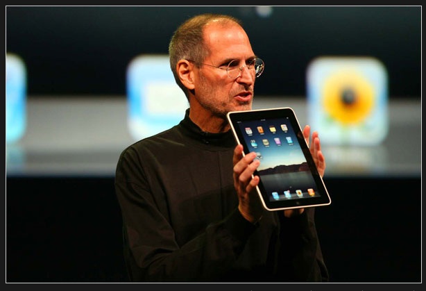 A sick Steve Jobs with an over-hyped device