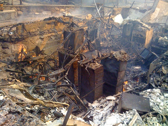 My home in Big Tujunga Canyon, at about 4:00 PM on August 29th, thanks to the Station Fire.  