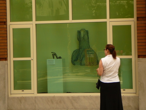 woman checking out 'bubbling with delight' on  Front Street