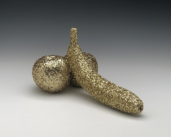 banana & apples vessel: gold glitter