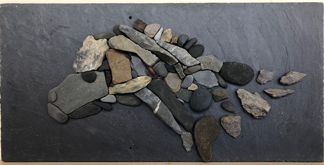 Stone and pebble mosaic on slate, created during my Irish Artist in Residency