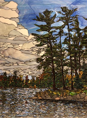 Stained Glass Mosaic featuring a North shore image of these majestic White Pines