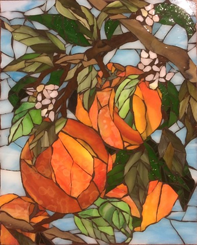 Stained Glass Mosaic, Fruit, Orange