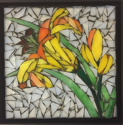 Stained Glass Mosaic, Floral, Lily