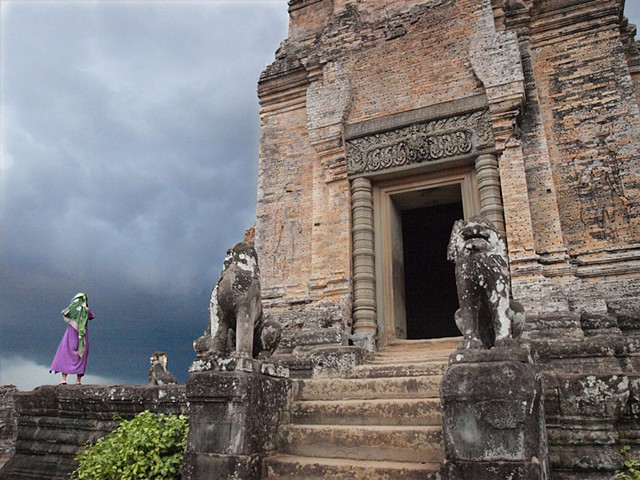 Woman by temple, Angkor Wat