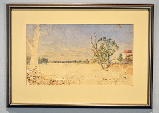 Frederick Miller Needham, Unfinished watercolour - river scene with water tower and foundry c.1880s
