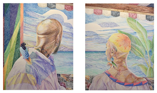 The Bird and Flower Seaside Cafe (Diptych)