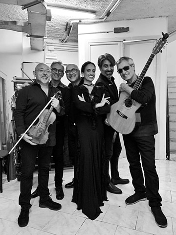 Noa, Gili and Solis String Quartet backstage, Italy tour
