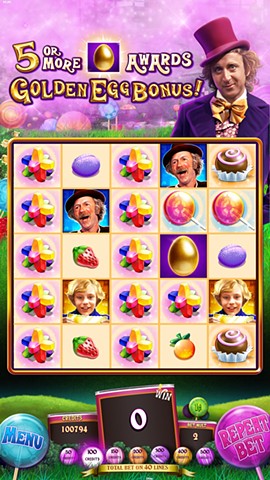 Willy Wonka Pure Imagination slot game Base screen